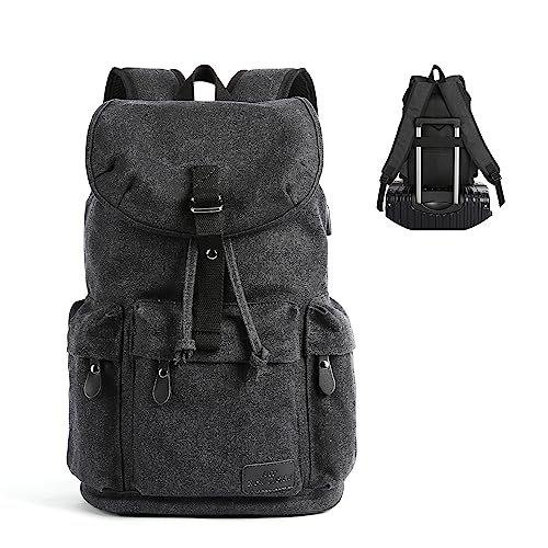 HYC00 Schulrucksack Damen, Causal Travel Schultaschen 14 Zoll Laptop Rucksack für Mädchen im Teenageralter Leichter Rucksack Wasserabweisend Bookbag College Boys Men Work Daypack, Schwarz M von HYC00