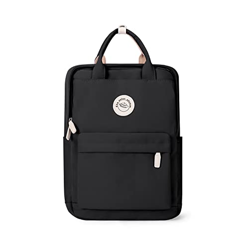 HYC00 Rucksack Mädchen Teenager Jungen Schulrucksack 14 Zoll Laptop Schulranzen Leichtgewicht Schultaschen, Reisen Rucksack für Damen Herren,A-Schwarz von HYC00