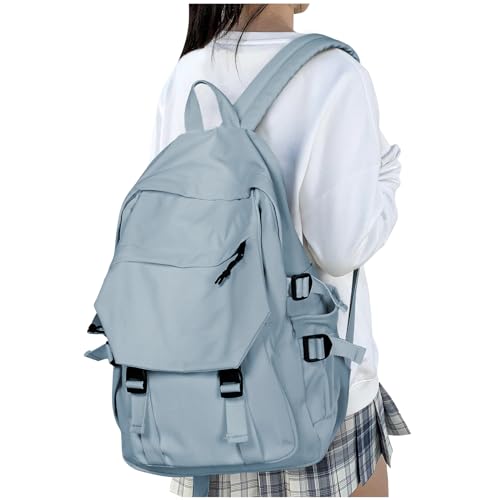 HYC00 Schulrucksack Damen, Causal Travel Schultaschen 14 Zoll Laptop Rucksack für Mädchen im Teenageralter Wasserabweisend Bookbag Leichter Rucksack College Boys Men Work Daypack,Grau Blau von HYC00