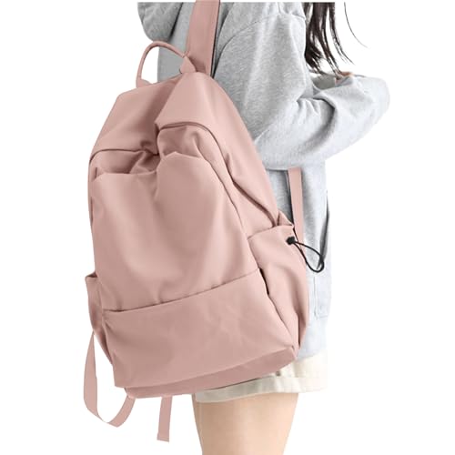 HYC00 Schulrucksack Damen, Causal Travel Schultaschen 15.6 Zoll Laptop Rucksack für Mädchen im Teenageralter Leichter Rucksack Wasserabweisend Bookbag College Boys Men Work Daypack,Rosa L von HYC00