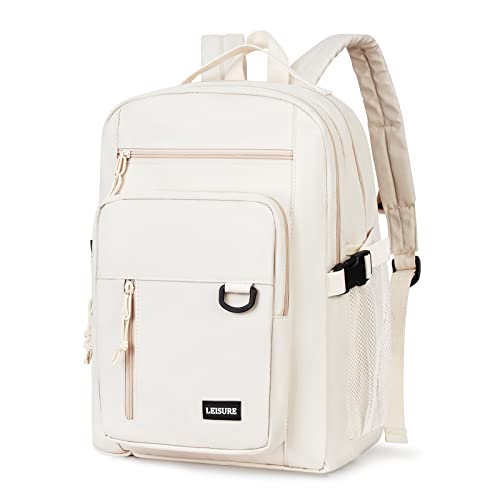 HYC00 Schulrucksack Mädchen Teenager, Schulranzen Jungen Wasserdicht Schultasche Rucksack Damen Mit 14 Zoll Laptopfach,Leichter Backpack für Schule Reise,B-Weiß von HYC00