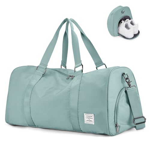 HYC00 Sporttasche Damen Reisetasche Handgepäck Flugzeug Weekender Bag Übernachtungstasche Schwimmtasche mit Nassfach & Schuhfach Trainingstasche Damen Krankenhaustasche Travel Duffle Bag,Hellblau von HYC00
