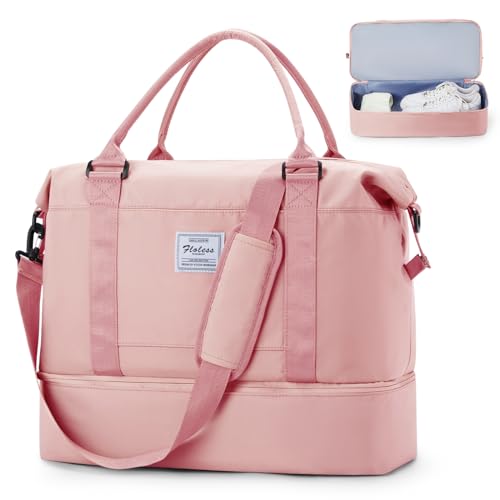 Handgepäck 45x36x20 Easyjet Cabin Bag Underseat Handgepäck Tasche für Flugzeug 40x20x25 für Ryanair Reisetasche Damen Sporttasche Weekender Handgepäck Tasche Travel Duffle Bag mit Schuhfach,Rosa von HYC00