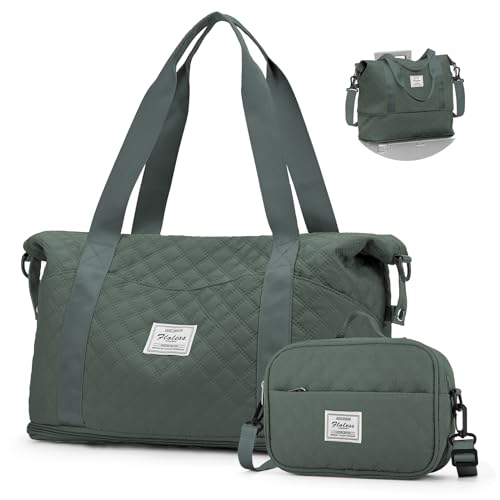 Reisetasche Damen Sporttasche 40x20x25 Ryanair Handgepäck Tasche Erweiterbar 45x36x20 Easyjet Flugzeug Cabin Bag,Schwimmtasche Wasserdicht Weekender Travel Bag Fitnesstasche Trainingstasche,Armeegrün von HYC00