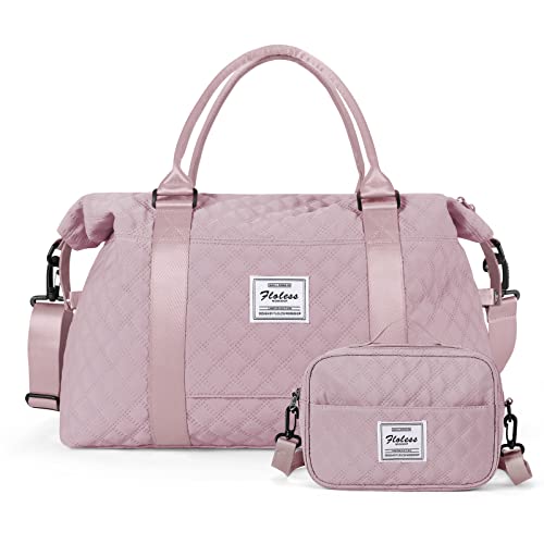 Reisetasche Damen Sporttasche Handgepäck Tasche,Weekend Bag mit Kulturbeutel&Nasstasche,Wasserdicht Schwimmtasche Travel Duffle Bag,Fitnesstasche Trainingstasche Frauen Tragetasche, Lila von HYC00