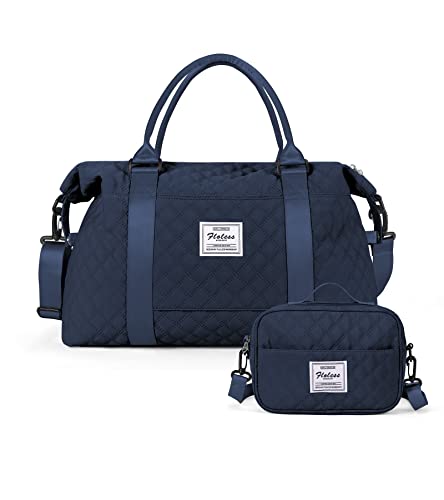 HYC00 Reisetasche Damen Sporttasche Handgepäck Tasche,Weekend Bag mit Kulturbeutel&Nasstasche,Wasserdicht Schwimmtasche Travel Duffle Bag,Fitnesstasche Trainingstasche Frauen Tragetasche, Marineblau von HYC00