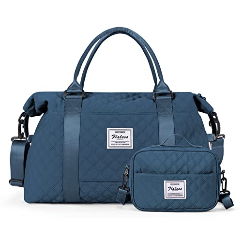 HYC00 Reisetasche Damen Sporttasche Handgepäck Tasche,Weekend Bag mit Kulturbeutel&Nasstasche,Wasserdicht Schwimmtasche Travel Duffle Bag,Fitnesstasche Trainingstasche Frauen Tragetasche,Indigo von HYC00