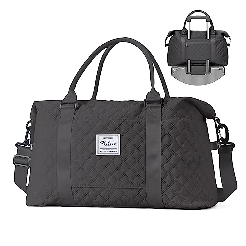 Reisetasche Damen Sporttasche Handgepäck Tasche Weekender Bag Schwimmtasche Wasserdicht Travel Bag Duffle Bag Fitnesstasche Frauen Kliniktasche für Flugzeug Reise Gym Bag,Dunkelgrau von HYC00