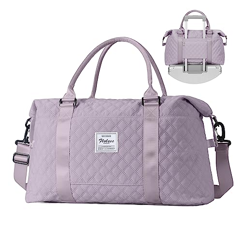 Reisetasche Damen Sporttasche Handgepäck Tasche Weekender Bag Schwimmtasche Wasserdicht Travel Bag Duffle Bag Fitnesstasche Frauen Kliniktasche für Flugzeug Reise Gym Bag,Lila von HYC00