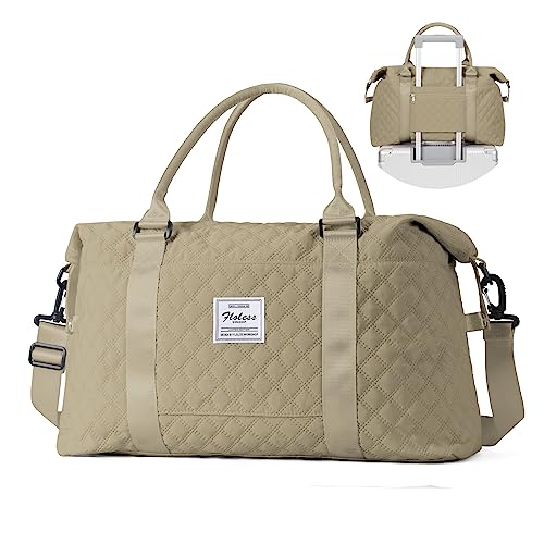 Reisetasche Damen Sporttasche Handgepäck Tasche Weekender Bag Schwimmtasche Wasserdicht Travel Bag Duffle Bag Fitnesstasche Frauen Kliniktasche für Flugzeug Reise Gym Bag,Milchige Aprikose von HYC00