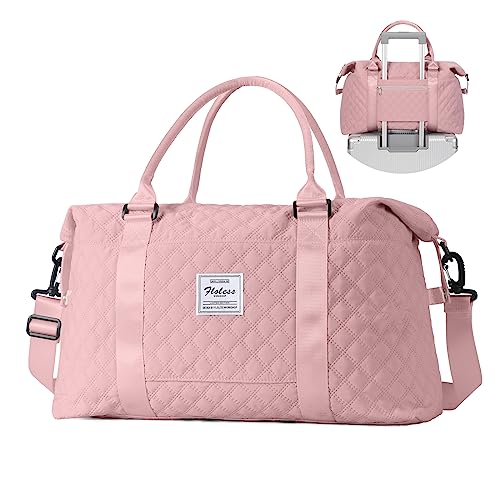 Reisetasche Damen Sporttasche Handgepäck Tasche Weekender Bag Schwimmtasche Wasserdicht Travel Bag Duffle Bag Fitnesstasche Frauen Kliniktasche für Flugzeug Reise Gym Bag,Rosa von HYC00