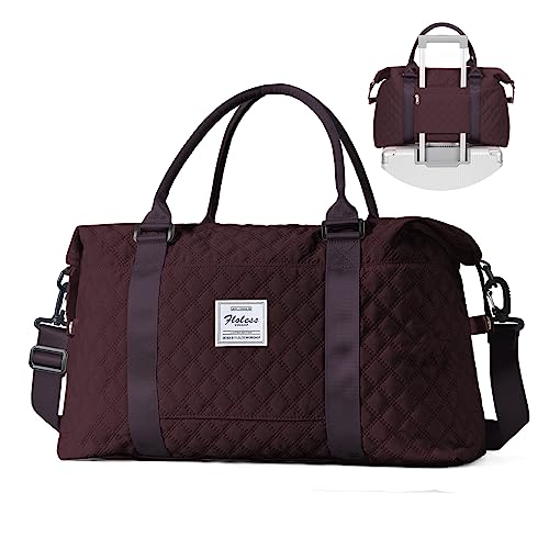 Reisetasche Damen Sporttasche Handgepäck Tasche Weekender Bag Schwimmtasche Wasserdicht Travel Bag Duffle Bag Fitnesstasche Frauen Kliniktasche für Flugzeug Reise Gym Bag,Traubenviolett von HYC00