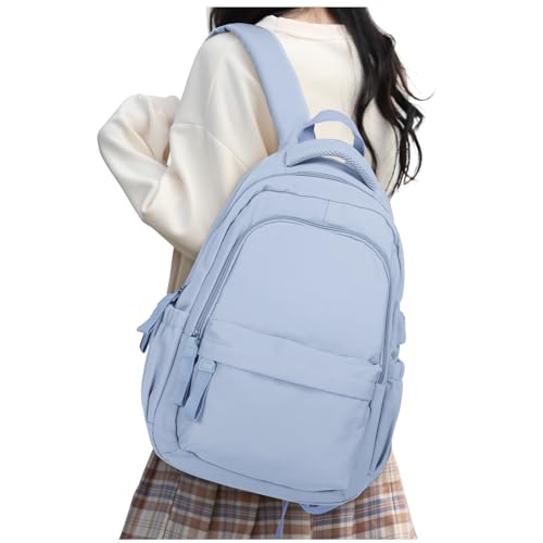 Rucksack Damen Schulmädchen,Casual Travel Daypack,14-Zoll-Laptop-Rucksack für Mädchen im Teenageralter,wasserdichter College-Rucksack,leichte Büchertasche Herren Schultasche Arbeitstasche,Himmelblau von HYC00