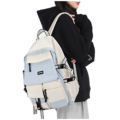 Rucksack Damen Schulmädchen,Casual Travel Daypack,14-Zoll-Laptop-Rucksack für Mädchen im Teenageralter,wasserdichter College-Rucksack,leichte Büchertasche Herren Schultasche Arbeitstasche,Dunst Blau von HYC00