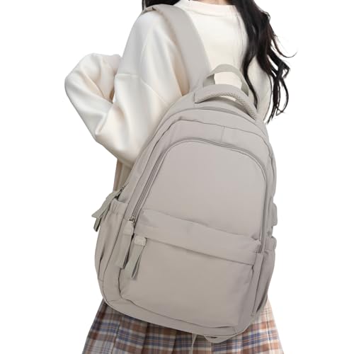 Rucksack Damen Schulmädchen,Casual Travel Daypack,14-Zoll-Laptop-Rucksack für Mädchen im Teenageralter,wasserdichter College-Rucksack,leichte Büchertasche Herren Schultasche Arbeitstasche,Grau von HYC00