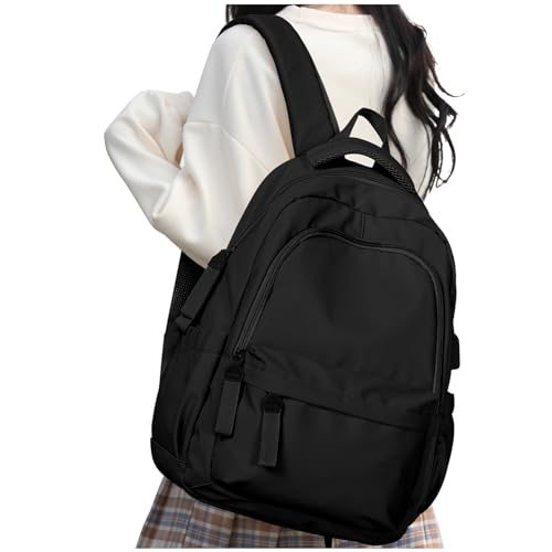 Rucksack Damen Schulmädchen,Casual Travel Daypack,14-Zoll-Laptop-Rucksack für Mädchen im Teenageralter,wasserdichter College-Rucksack,leichte Büchertasche Herren Schultasche Arbeitstasche,Schwarz von HYC00