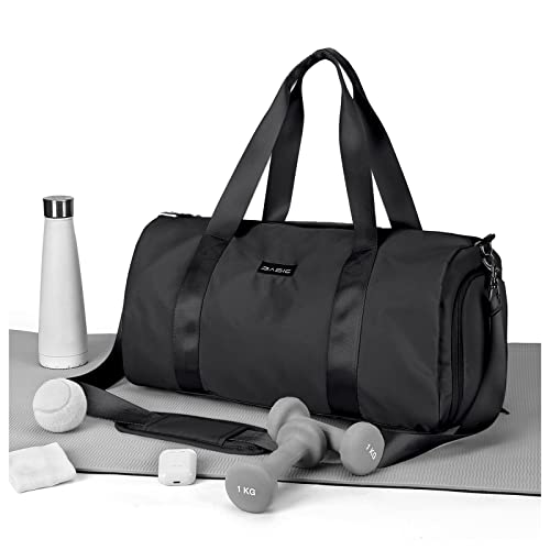 Sport Duffel Bag Damen, Sporttasche mit Nassfach & Schuhfach Reise Duffel Bags Übernachtungstasche Leichte wasserdichte Sporttasche Handgepäcktasche für Herren Wochenendtraining Schwimmen,Schwarz von HYC00