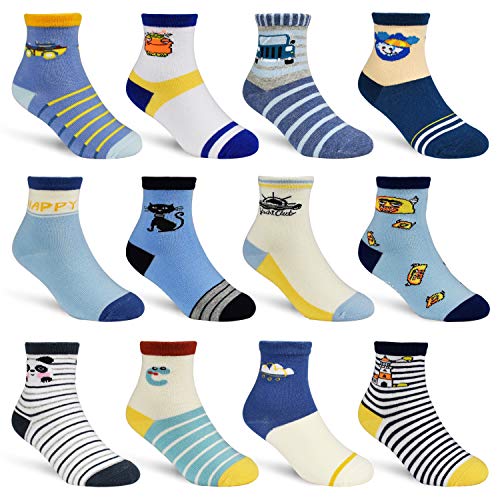 HYCLES Baby ABS Socken Kinder 12 Paar Stoppersocken Kinder Anti Rutsch Socken Kind Jungen Mädchen 23-26 27-30 Kleinkind Socken Baby 05 Monster für 6-12 Monate von HYCLES