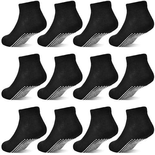 HYCLES Baby Jungen Mädchen Non Silp Grip Socken 12 Paare Kleinkind Anti-Rutsch-Baumwoll-Knöchelsocken mit Greifern Kinder atmungsaktive Socken für 6 Monate - 12 Monate von HYCLES