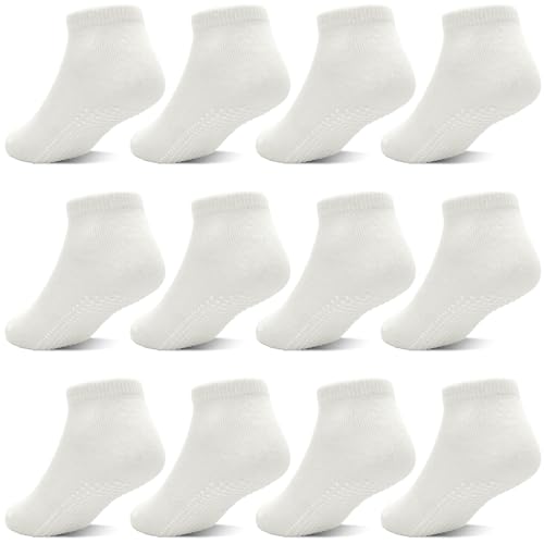 HYCLES Baby Jungen Mädchen Non Silp Grip Socken 12 Paare Kleinkind Anti-Rutsch-Baumwoll-Knöchelsocken mit Greifern Kinder atmungsaktive Socken für 6 Monate - 12 Monate von HYCLES