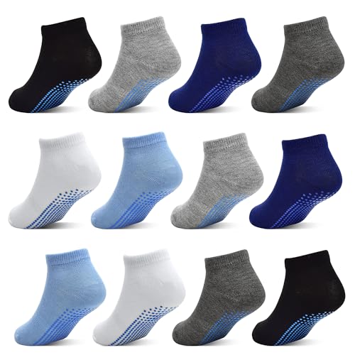 HYCLES Baby Nicht-Silp-Griff Socken für Jungen Mädchen 12 Paare Kleinkind Anti-Rutsch Knöchel Socken für 6 Monate - 12 Monate von HYCLES