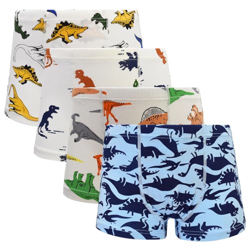 HYCLES Jungen Boxershorts Kinder Aus Baumwolle Unterhosen Dinosaurier Boxershorts Unterwäsche 4-Paar, 2-8 Jahre von HYCLES