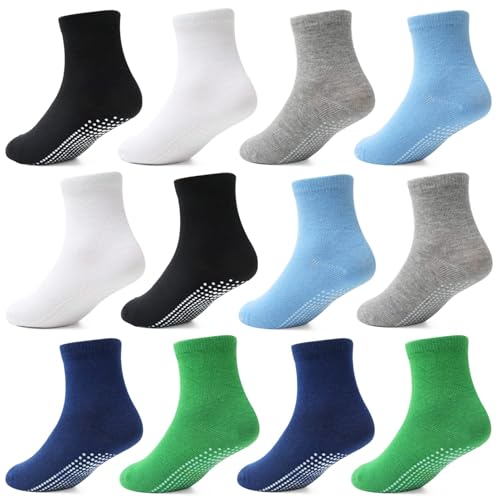 HYCLES Stoppersocken Kinder - 12 Paar ABS Socken Kinder Baby Jungen Kleinkind Rutschfeste Socken für 0-10 Jahre Antirutsch Socken Mädchen 3-5 Jahre von HYCLES