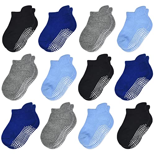 HYCLES Stoppersocken Kinder - 12 Paar ABS Socken Kinder Baby Jungen Kleinkind Rutschfeste Socken für 0-7 Jahre Antirutsch Socken Mädchen 6-12 Monate von HYCLES