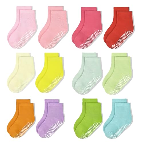 HYCLES Stoppersocken Kinder 12 Paars ABS Socken für Baby Mädchen Kleinkind Rutschfeste Antirutsch Socken für 1-3 Jahre von HYCLES
