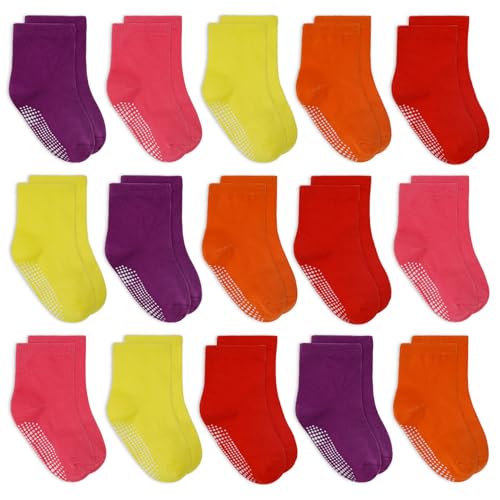 HYCLES Stoppersocken Kinder - 15 Paar ABS Socken Kinder Baby Mädchen Kleinkind Rutschfeste Socken Antirutsch Socken für 1-3 Jahre von HYCLES