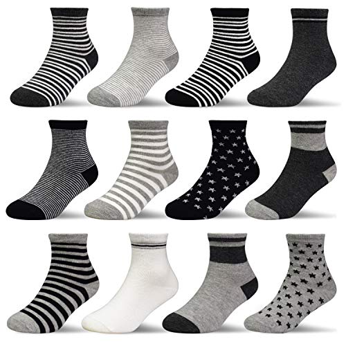 Kleinkind-Socken für Mädchen und Jungen, Anti-Rutsch-Socken, für 0-7 Jahre, 12 Paar, Stripe&star Style (12 Paar), 3 - 5 Jahre von HYCLES