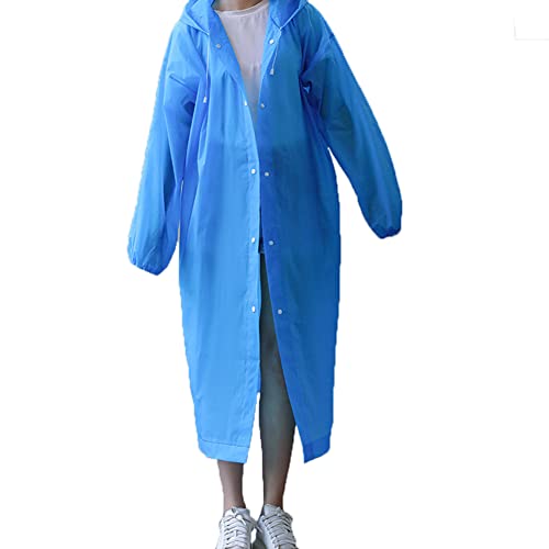 HYCOPROT 2er Pack Erwachsene Regenponcho EVA Wiederverwendbare lange Regenmantel Jacke mit Kapuze Kordelzug Ärmel zum Radfahren Wandern Reisen Outdoor Camping… (Blau) von HYCOPROT