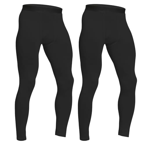 HYCOPROT 2er Pack Kompressionshose Herren Schnelltrocknende Laufhose Sport Leggings Atmungsaktiv Funktionsunterhose Tight Hose für Basketball Fitness Joggen (Schwarz, L) von HYCOPROT