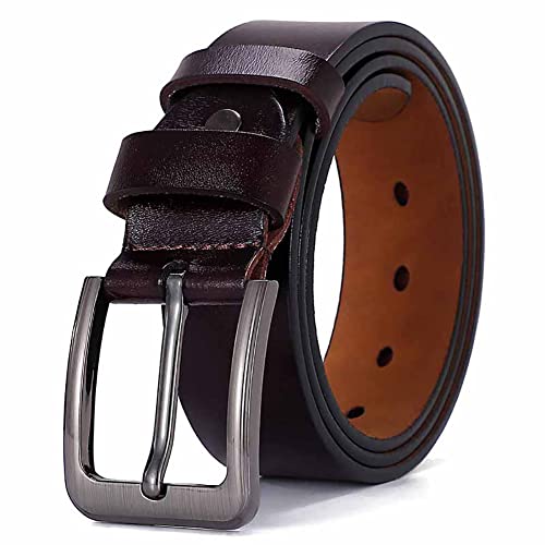 HYCOPROT Gürtel Herren Ledergürtel Klassische Accessoires Jeansgürtel 38mm Breite Größe Angepasst für Anzug Herren Kleidung Jeans Ledergürtel Vollrindleder (105, dunkelbraun) von HYCOPROT