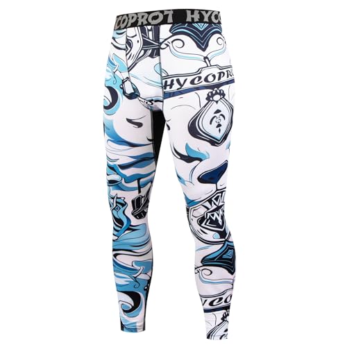 HYCOPROT Herren Kompressionshose Tights Athletic Schnelltrocknende Leggings Performance Workout Baselayer Trainingshose Unterziehhose für Basketball Laufen Sport und Yoga von HYCOPROT