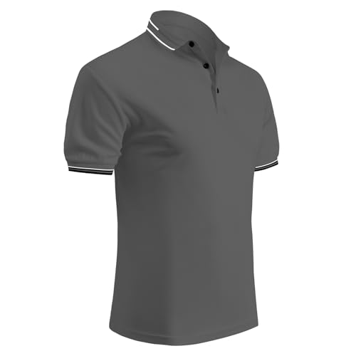 HYCOPROT Herren Poloshirt Kurzarm Golf T-Shirt Schnell trocknend Outdoor Sport Athletisches Tennis Performance Atmungsaktives für Golf Training Tennis Fitnessstudio Arbeit Regular Fit von HYCOPROT