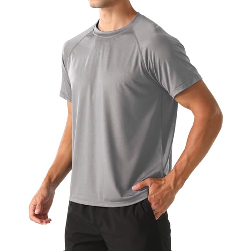 HYCOPROT Herren Sport T-Shirts Schnelltrocknend Atmungsaktiv Kurzarm Funktionsshirts mit Feuchtigkeitsableitung für Lauftraining Bodybuilding und Fitness von HYCOPROT