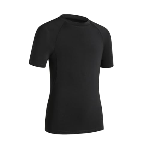HYCOPROT Jungen Kompressionsshirts Kurze Ärmel Kind Leistung Unterhemd Sportliche Basisschicht Top Schnell Trocknen Atmungsaktiv Shirt von HYCOPROT