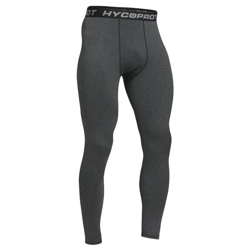 HYCOPROT Kompressionshose Herren Schnelltrocknende Laufhose Sport Baselayer Leggings Atmungsaktiv Baselayer Leggings Trainingshose Funktionsunterhose Tight Hose für Basketball (Ruß Schwarz,XXL) von HYCOPROT