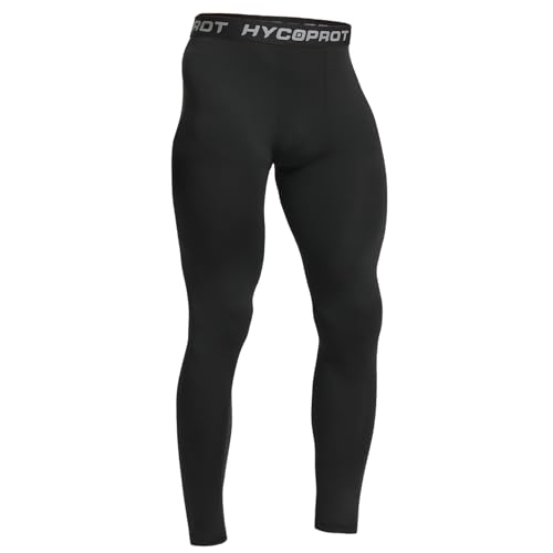 HYCOPROT Kompressionshose Herren Schnelltrocknende Laufhose Sport Baselayer Leggings Atmungsaktiv Baselayer Leggings Trainingshose Funktionsunterhose Tight Hose für Basketball Fitness (Schwarz, S) von HYCOPROT