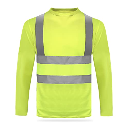 HYCOPROT Warnschutz Hohe Sichtbarkeit Warnshirt Langarm T Shirt Männer Frauen Reflektierendes Arbeitsshirt Arbeitskleidung von HYCOPROT