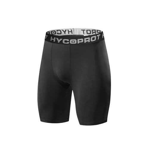 HYCOPROT Herren Kompressionsshorts, Schnelltrocknendes Baselayer Unterhose Kurz Laufunterwäsche Atmungsaktive Tights Funktionsunterwäsche Fußball Radlerhose （Schwarz, S） von HYCOPROT