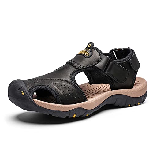 HYDLONGR Bequeme Outdoor-Sport-Sandalen für Herren Damen rutschfest mit offener Sohle zum Waten Strandschuhe sportlich leicht Wandersandalen Schwarz3-42 von HYDLONGR