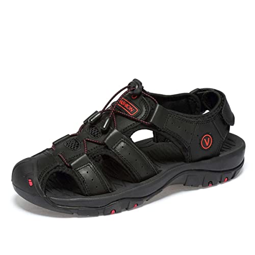 HYDLONGR Bequeme Outdoor-Sport-Sandalen für Herren Damen rutschfest mit offener Sohle zum Waten Strandschuhe sportlich leicht Wandersandalen Schwarz5-43 von HYDLONGR