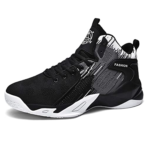 HYDLONGR Damen Herren atmungsaktiv Stricken Stoff bequem High-Top-Trainer Schuhe Schuhe Basketball Schuhe Casual Sneakers Schwarz-39 von HYDLONGR