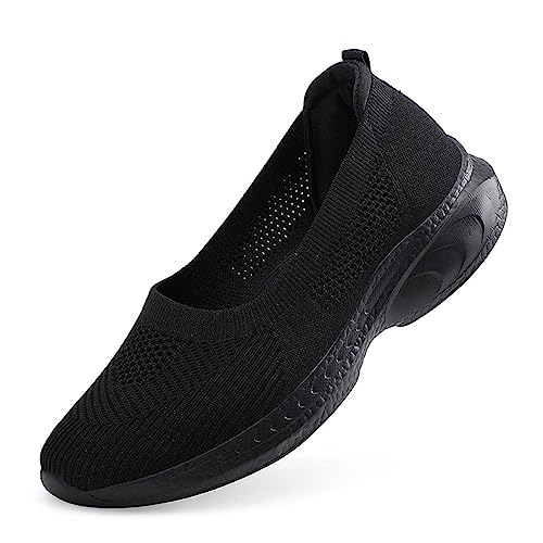 HYDLONGR Damen Leichte gestrickte Mesh Stoff Anti-Rutsch Gummisohlen Garten Schuhe Atmungsaktive Strand Schuhe Clogs Mules Schuhe Schwarz 40 von HYDLONGR