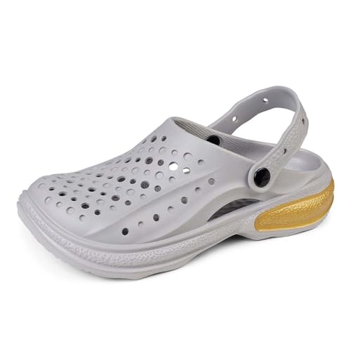HYDLONGR Herren Damen Atmungsaktive Schnell Trockene Garten Clogs Strand Pantoffeln Anti-Rutsch Clogs Schuhe Grau 42/43 EU von HYDLONGR