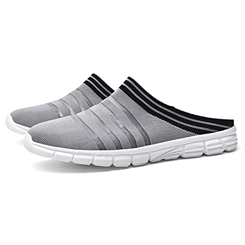 HYDLONGR Herren Damen Leichte Atmungsaktive Gestrickte Mesh Obermaterial Gartensandalen Schnell Trocknende Hausschuhe Pantoletten Clogs Schuhe Indoor und Outdoor, Grau-1, 9.5 Women/8 Men von HYDLONGR