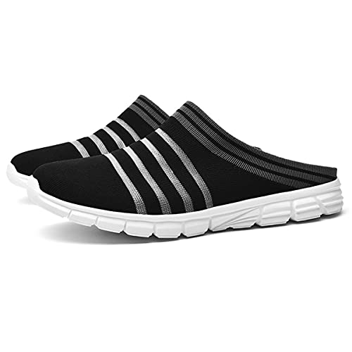 HYDLONGR Herren Damen Leichte Atmungsaktive Gestrickte Mesh Obermaterial Gartensandalen Schnell Trocknende Hausschuhe Pantoletten Clogs Schuhe Indoor und Outdoor, Schwarz-1, 8 Women/6.5 Men von HYDLONGR