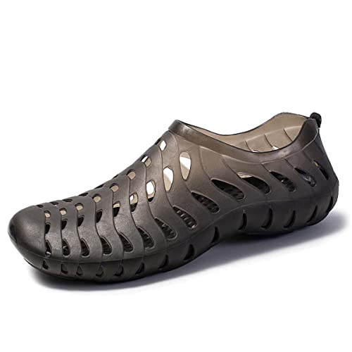 HYDLONGR Herren Damen Löcher Obermaterial Leichtgewichtige Atmungsaktive Rutschfeste Garten Sandalen Schnell Trocknende Wasserschuhe Strandschuhe Schwimmschuhe schwarz-43 von HYDLONGR